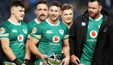 Ireland are all smiles in their iconic green kit after beating Scotland on Sunday but they will have a different look for their next Six Nations encounter - against Wales on February 22