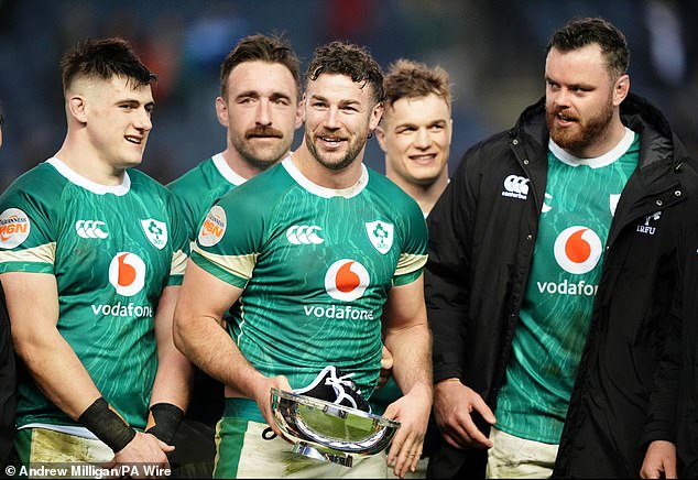 Ireland are all smiles in their iconic green kit after beating Scotland on Sunday but they will have a different look for their next Six Nations encounter - against Wales on February 22