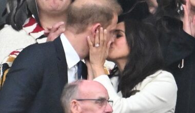 No photo op was missed by the pair at the Invictus Games, when Meghan cradled her husband's face for a kiss