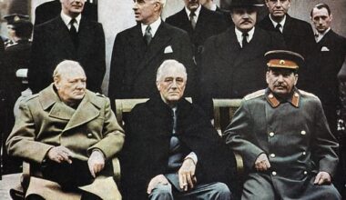 From left to right, Churchill, Roosevelt and Stalin at the Yalta conference in 1945
