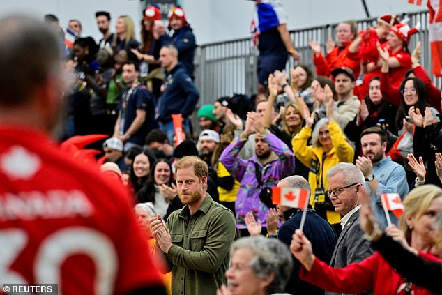 Prince Harry attends a sitting volleyball match between Canada and Britain during the Invictus Games in Vancouver