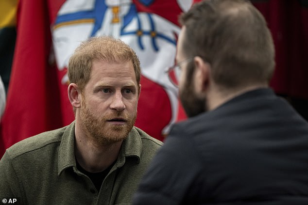Harry meets with a member of Team Lithuania at the 2025 Invictus Games, in Vancouver