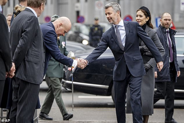 Frederik was in good spirits as he shook hands with members of the gathered crowd