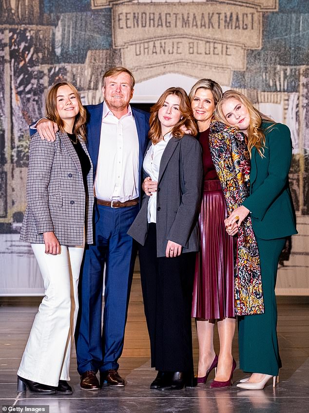 Pictured: King Willem-Alexander of The Netherlands, Queen Maxima of The Netherlands, Princess Amalia of The Netherlands, Princess Alexia of The Netherlands and Princess Ariane of The Netherlands in November 2022