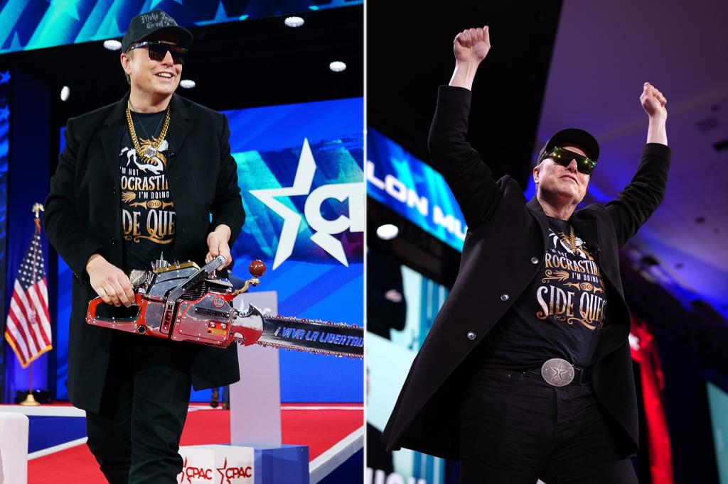 Elon Musk wields 'chainsaw for bureaucracy' at CPAC to symbolize DOGE