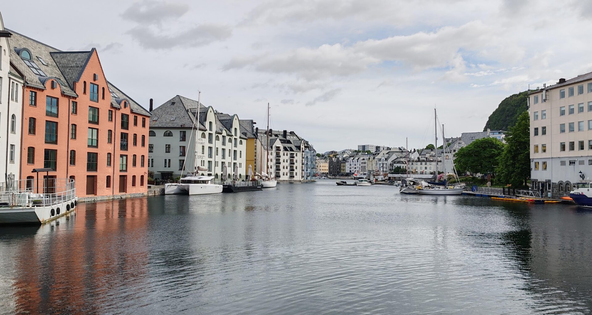 Alesund canal seen from Helle Bridge.