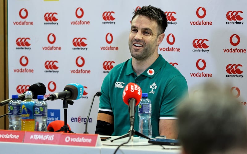 Conor Murray smiles during a press conference at the Aviva Stadium. Photograph: Andrew Conan/Inpho