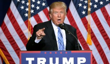 Donald Trump speaking to supporters at an immigration policy speech at the Phoenix Convention Center in Phoenix, Arizona.