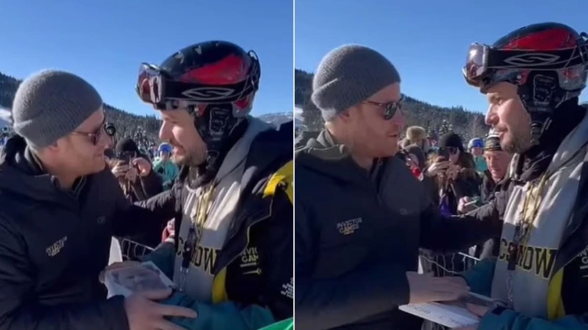 Awkward moment caught on camera as Prince Harry refuses to sign copy of Spare