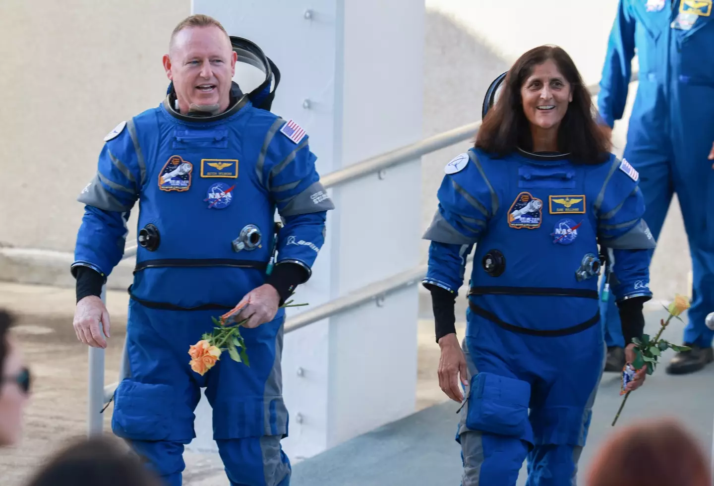  Barry 'Butch' Wilmore and Sunita 'Suni' Williams pictured on the day of their departure last year (Joe Raedle/Getty Images)