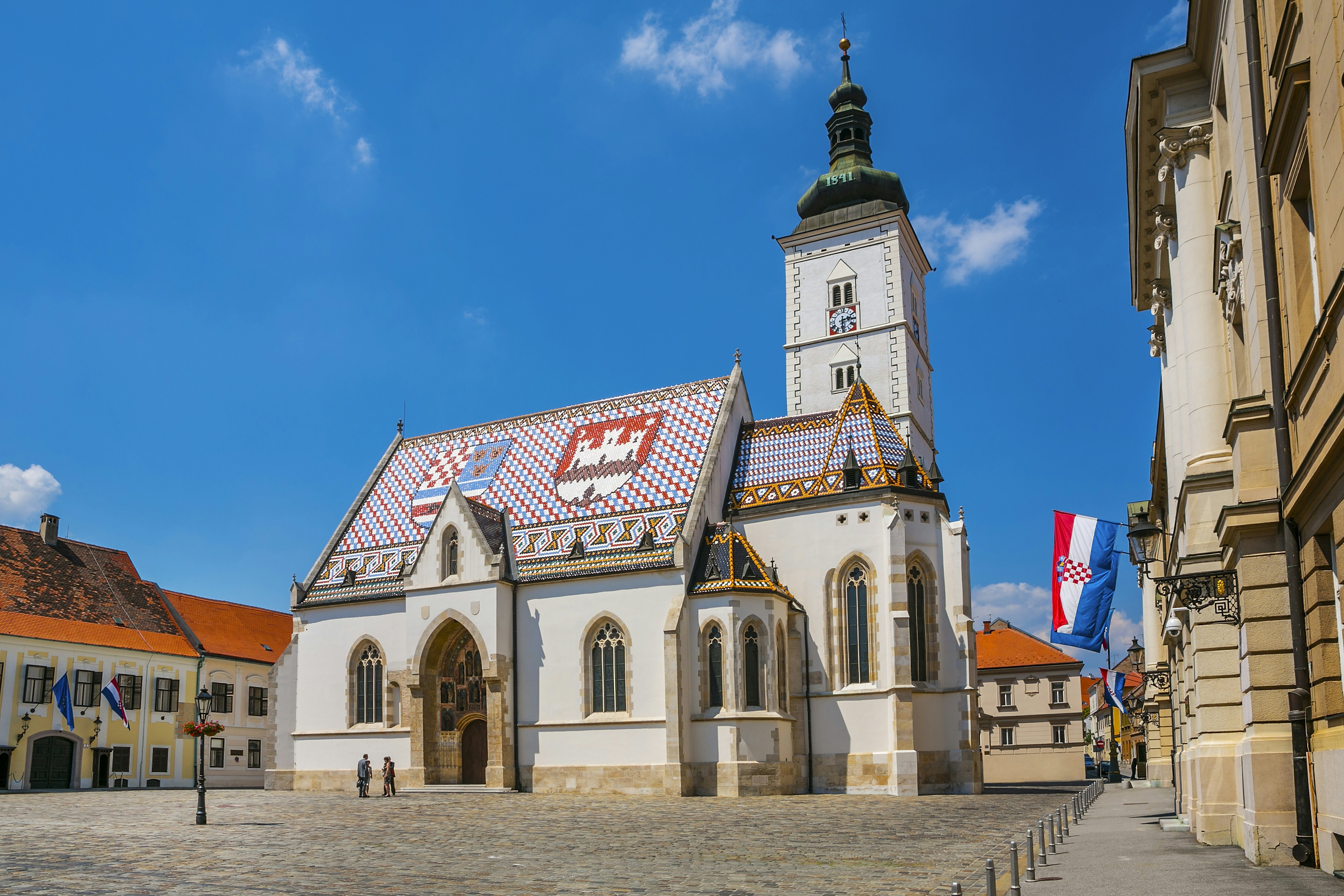 The tiled roof of Saint Mark's Church in Zagreb.