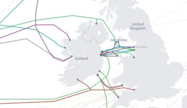 A map of the submarine cables connected to Ireland.