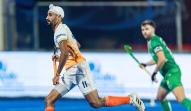 Mandeep Singh scored against Ireland in the FIH Pro League. (PHOTO: Hockey India)