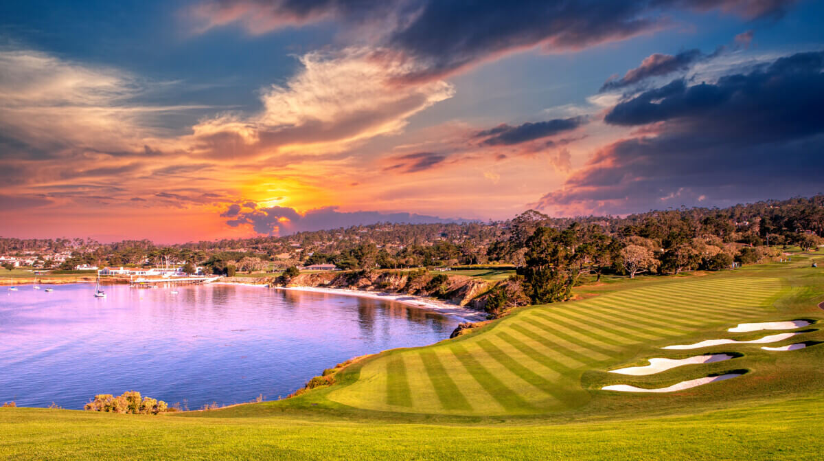 A view of Pebble Beach golf course, Hole 6, Monterey, California.