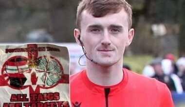 Irish Premiership referee's car vandalised and tagged with 'all taigs are targets' sticker