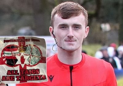 Irish Premiership referee's car vandalised and tagged with 'all taigs are targets' sticker