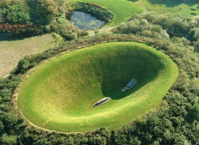 An aerial view of James Turrell's Sky Garden in Liss Ard Estate, Cork, Ireland