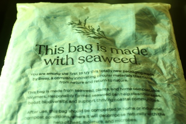 Sway seaweed packaging samples on Wednesday, Nov. 27, 2024, in...