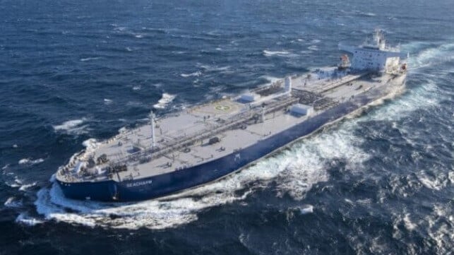 crude oil tanker at sea