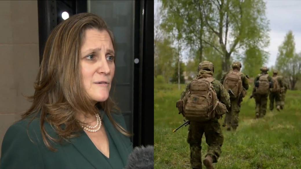 Click to play video: 'Chrystia Freeland to set aggressive timeline for 2% defence spending'