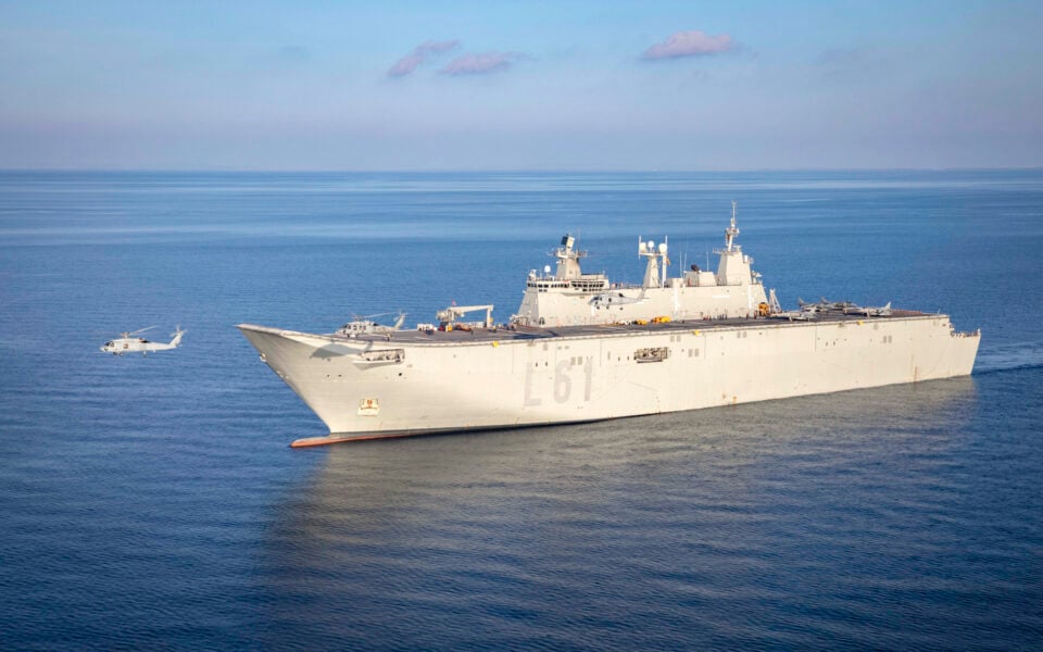 Spanish aircraft carrier Juan Carlos I docks in Piraeus for NATO exercise