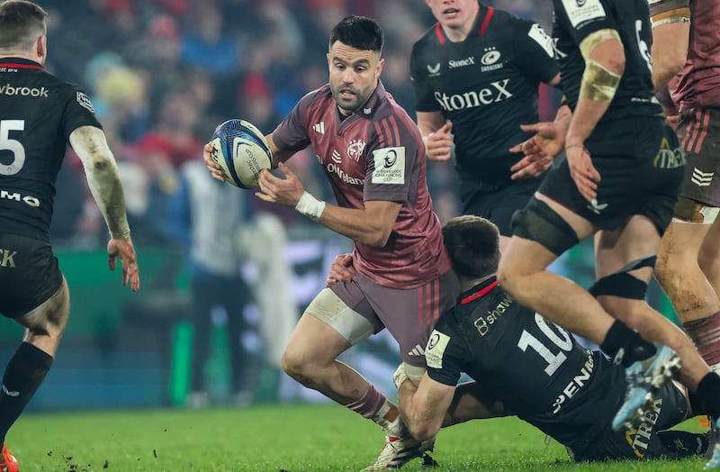 Conor Murray in action for Munster against Saracens earlier this year. That European ambition is still alive. Ish. Photograph: Billy Stickland/Inpho