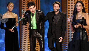 From left: Zoe Saldaña, Timothée Chalamet, Kieran Culkin and Demi Moore