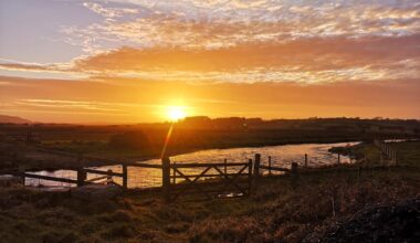 Sunset over the river Teifi