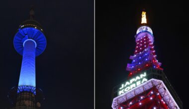 Tokyo Tower lit up in South Korea flag colors for 60th diplomatic ties