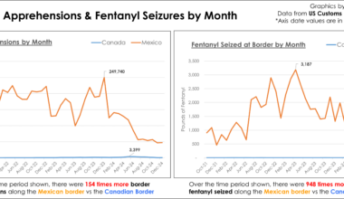 [OC] US Border Apprehensions & Fentanyl Seizures by Month