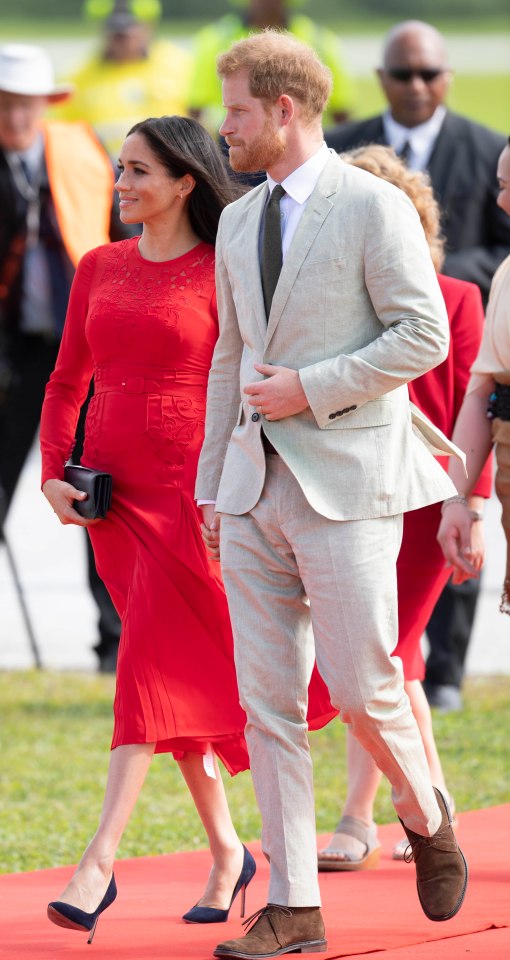 The Duke and Duchess of Sussex arriving in Tonga.