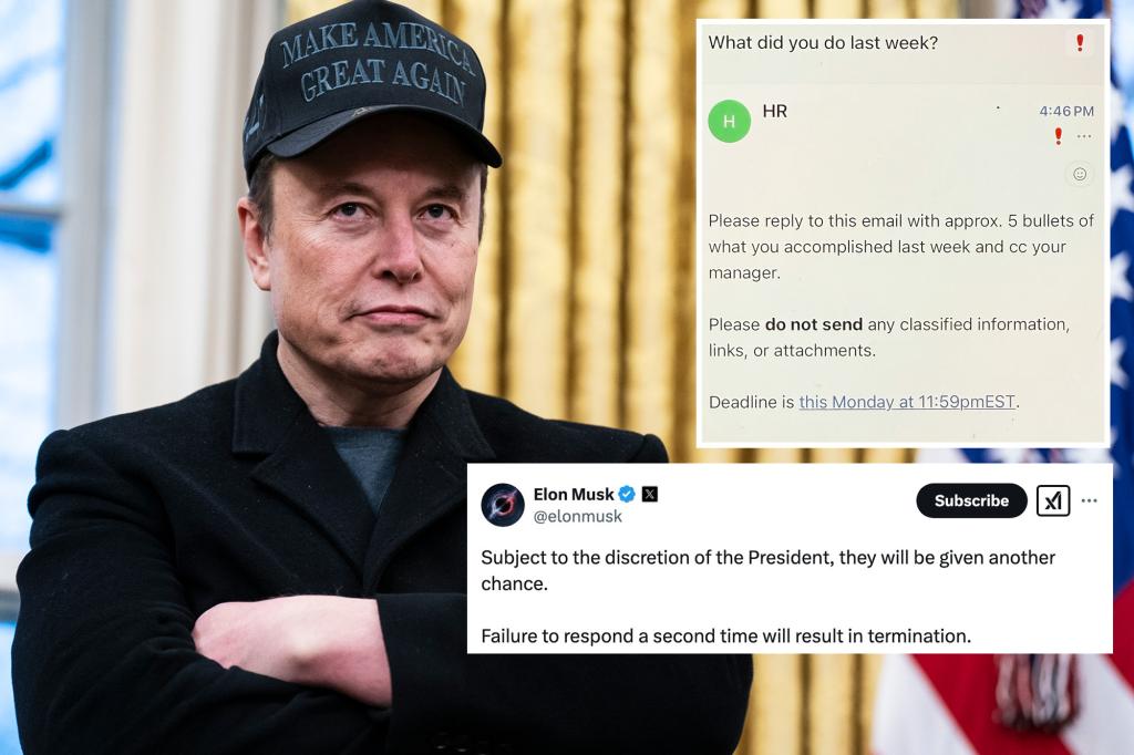 Elon Musk warns fed government workers who don’t respond to a second 'what you accomplished' email will face ‘termination’
