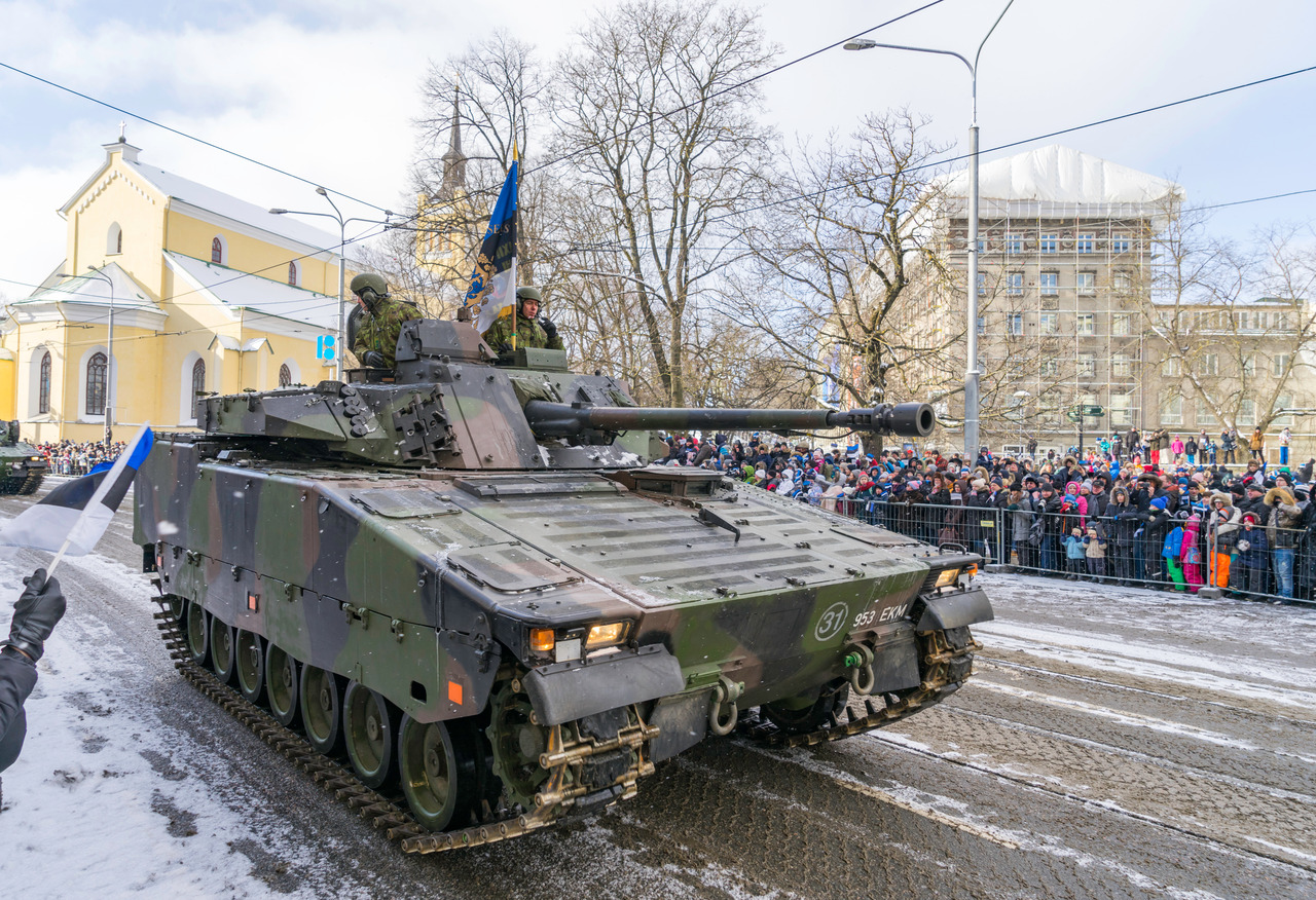 The occasion of the 100th anniversary of Estonian statehood celebrated with a military parade on Tallinn's street.