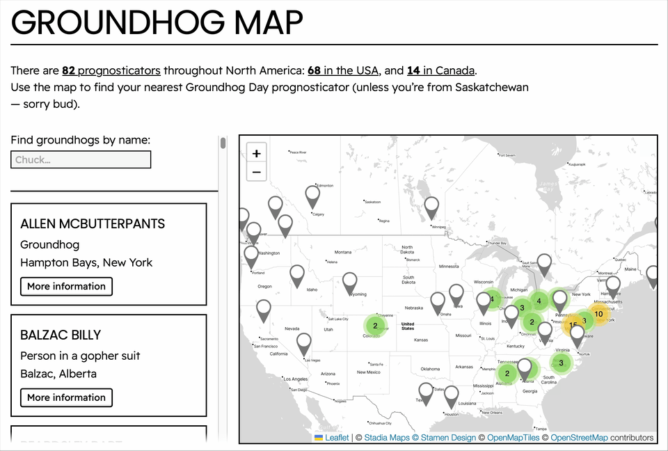 [OC] Groundhogs! On a map!