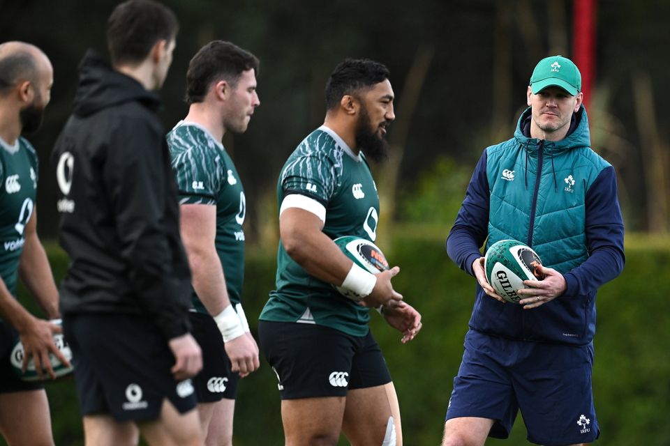 Johnny Sexton during an Ireland training session in Portugal. Photo: Brendan Moran/Sportsfile