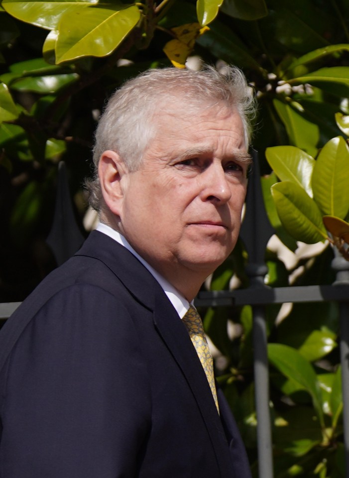 Prince Andrew leaving an Easter service at Windsor Castle.
