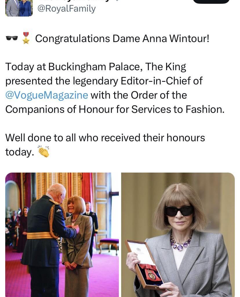 Congratulations Dame Anna Wintour!