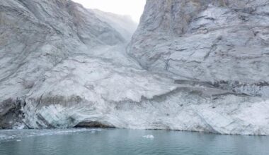 Photo of a Greenland fjord after a massive landslide