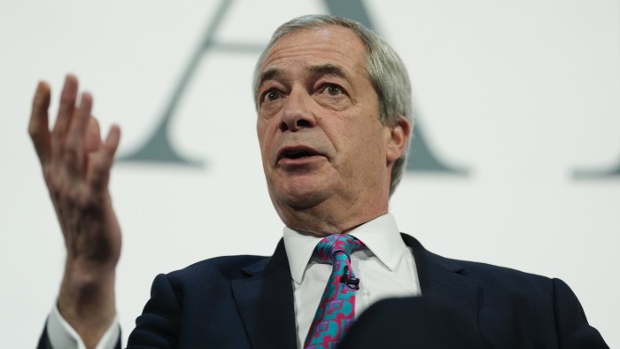 Nigel Farage is speaking during an interview