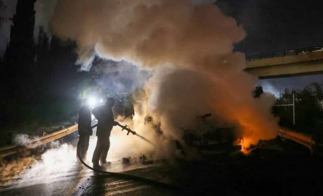 UN vehicle torched, commander wounded as Hezbollah supporters protest