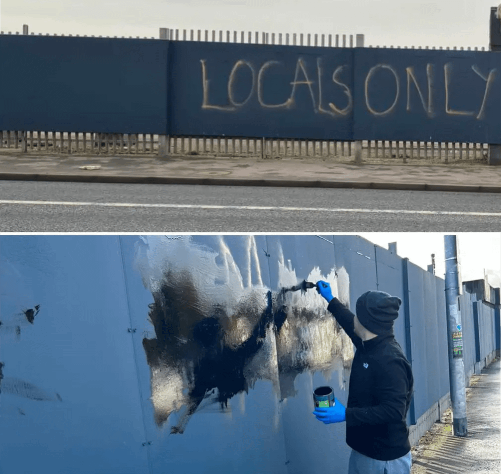 West Belfast Sinn Fein remove racist graffiti
