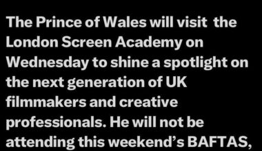 William and Kate won’t be attending Baftas this Sunday