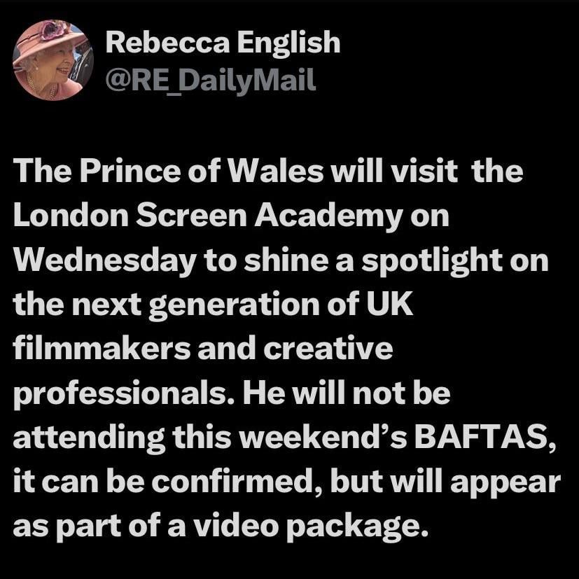 William and Kate won’t be attending Baftas this Sunday