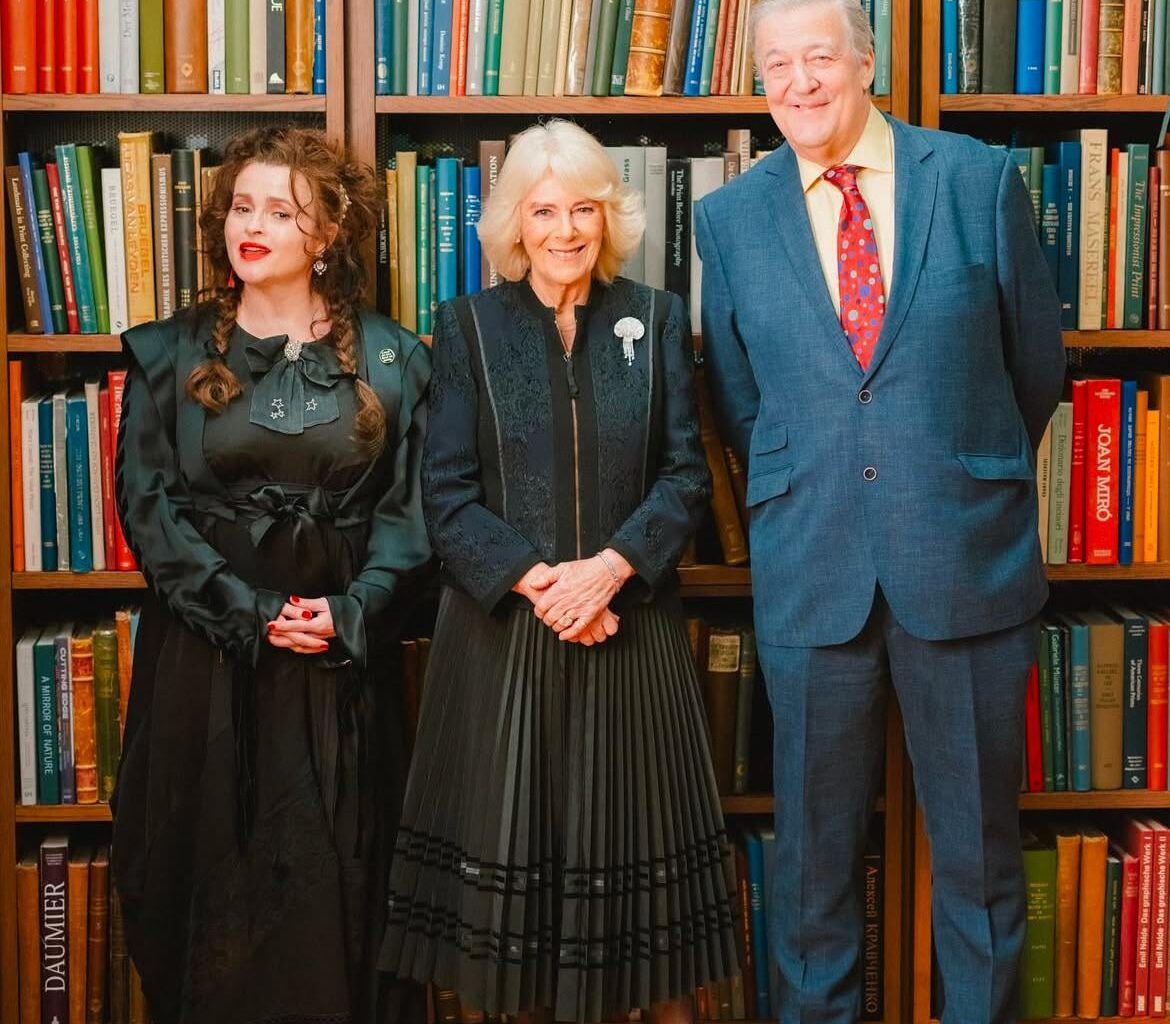 Camilla joins Helena Bonham Carter and Stephen Fry to celebrate the work of 184-year-old literary institution The London Library