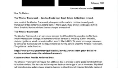 Royal Mail has sent a letter about the Windsor Framework to businesses