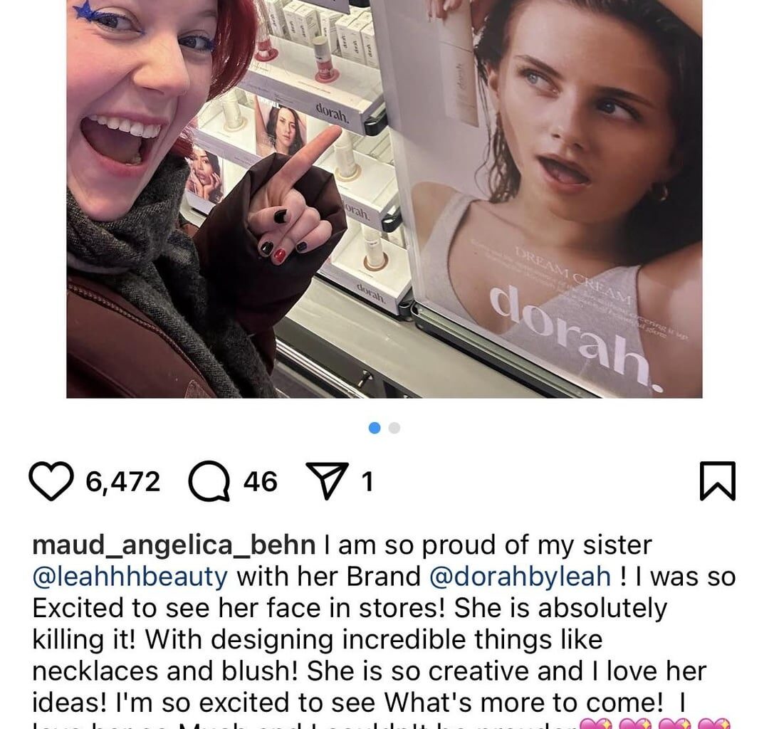 Maud Angelica Behn Supports Sister Leah Isadora’s Business