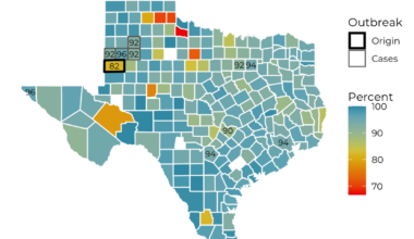 [OC] Texas MMR Vaccination Rates by County