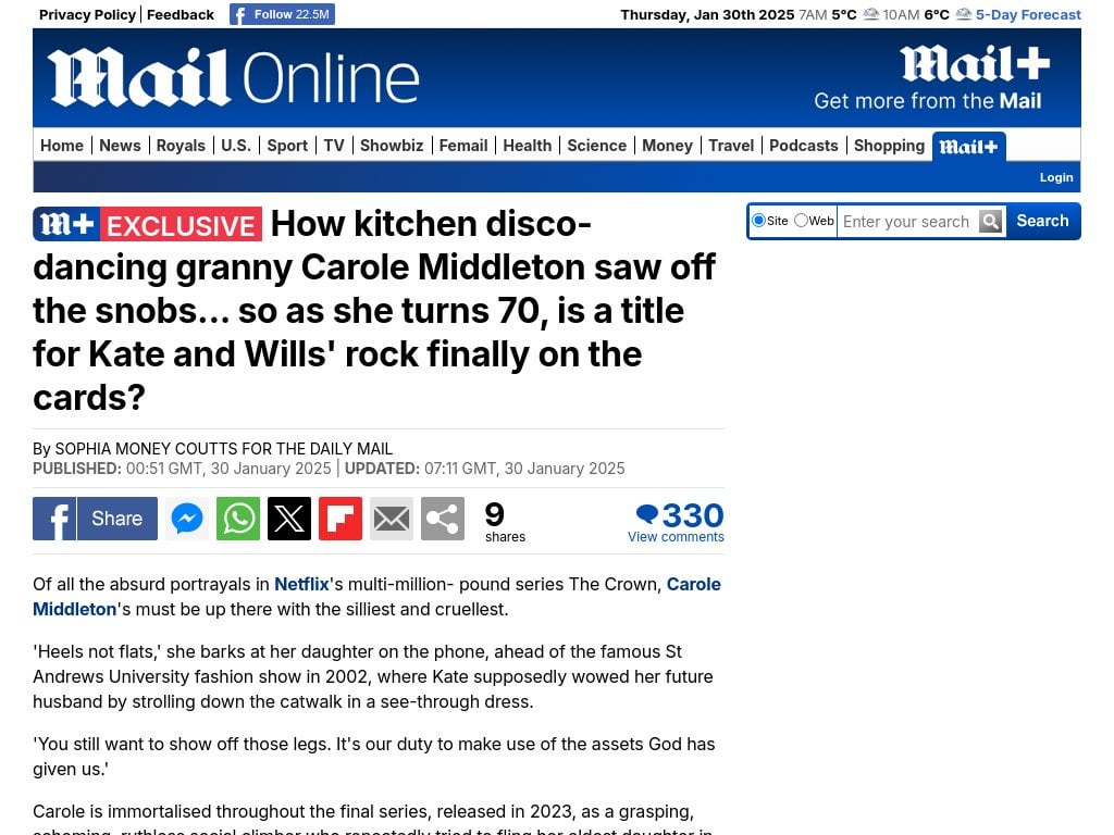 How kitchen disco-dancing granny Carole Middleton saw off the snobs... so as she turns 70, is a title for Kate and Wills' rock finally on the cards?