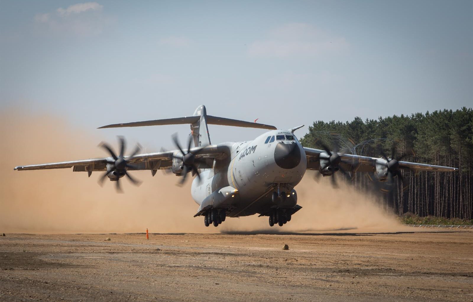 A400M on unpaved runway.
