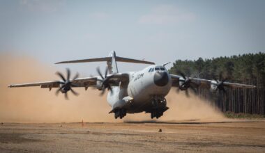 A400M on unpaved runway.